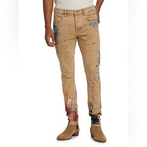 PURPLE Men's Sandstone Skinny Paint-Splatter Jeans